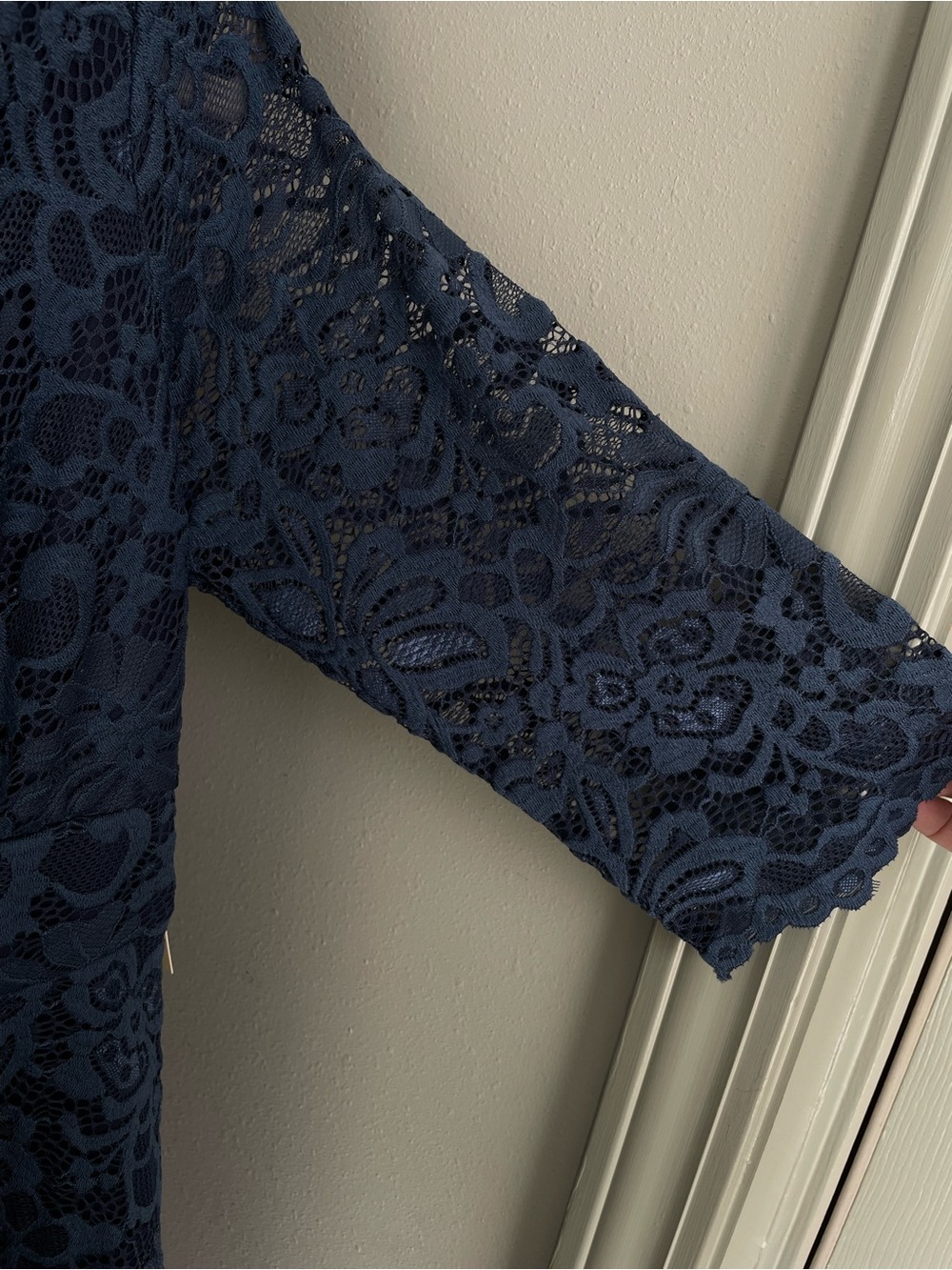 NWT Kiyonna Womens Plus Size Navy Blue Mademoiselle Lace A-Line Midi Dress 1X - Picture 8 of 10